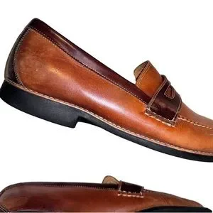 JOHNSTON & MURPHY men 12 LEATHER 2 Tone loafers dress shoes men’s size 12 Men main image 4
